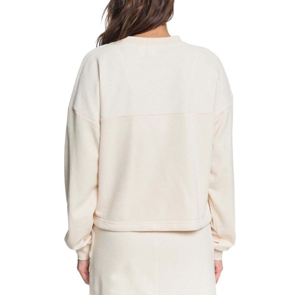 NWT ROXY Riding The Tides Natural Button Terry Sweatshirt Top Medium - Picture 3 of 6